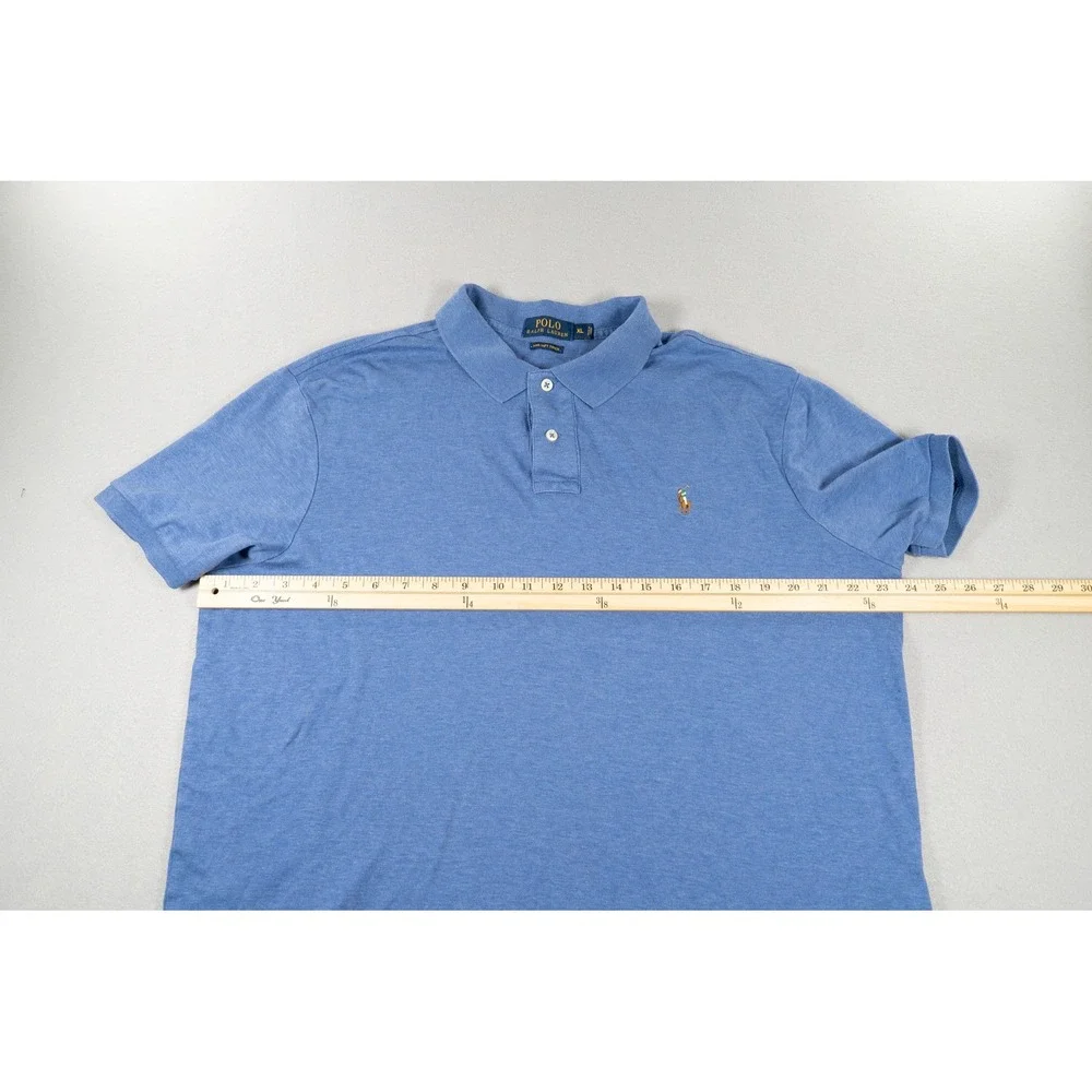 Polo Ralph Lauren Mens XL Pima Soft Touch Polo Shirt Blue Heather Short Sleeve